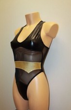 Women Thong Leotard 202-26 Multycolor Spandex Black Mesh Size S