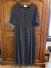 Asos Design US Size 14 black White Polka Dot Button Up Dress