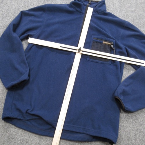 VTG Fleece Jacket Mens Large Blue Outdoor Long Sleeve 1/4 Gorpcore USA Cargo Net - Picture 7 of 13