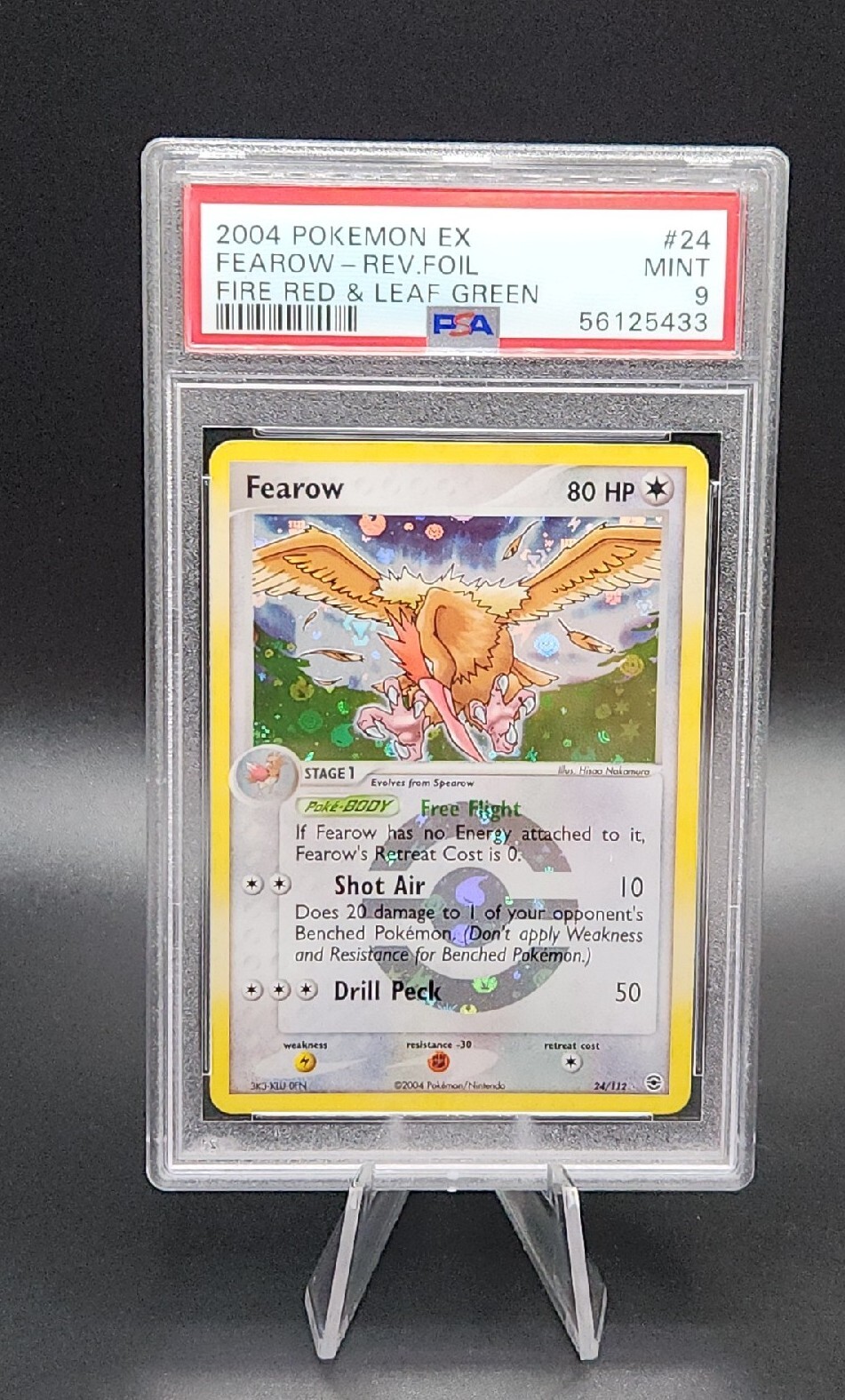 2004 Pokemon Fearow #24 Reverse Foil Rev Holo PSA 9 Mint Fire Red Leaf Green