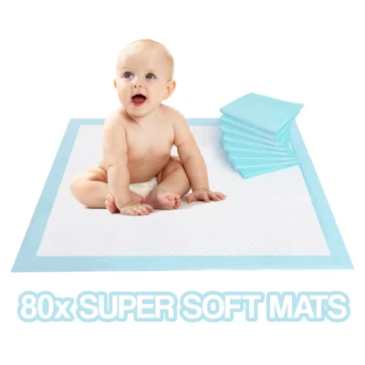 MEDI-INN 80 Disposable Super Soft Baby Changing Mats Pads Nappy Change Sheets (40 x 60cm)