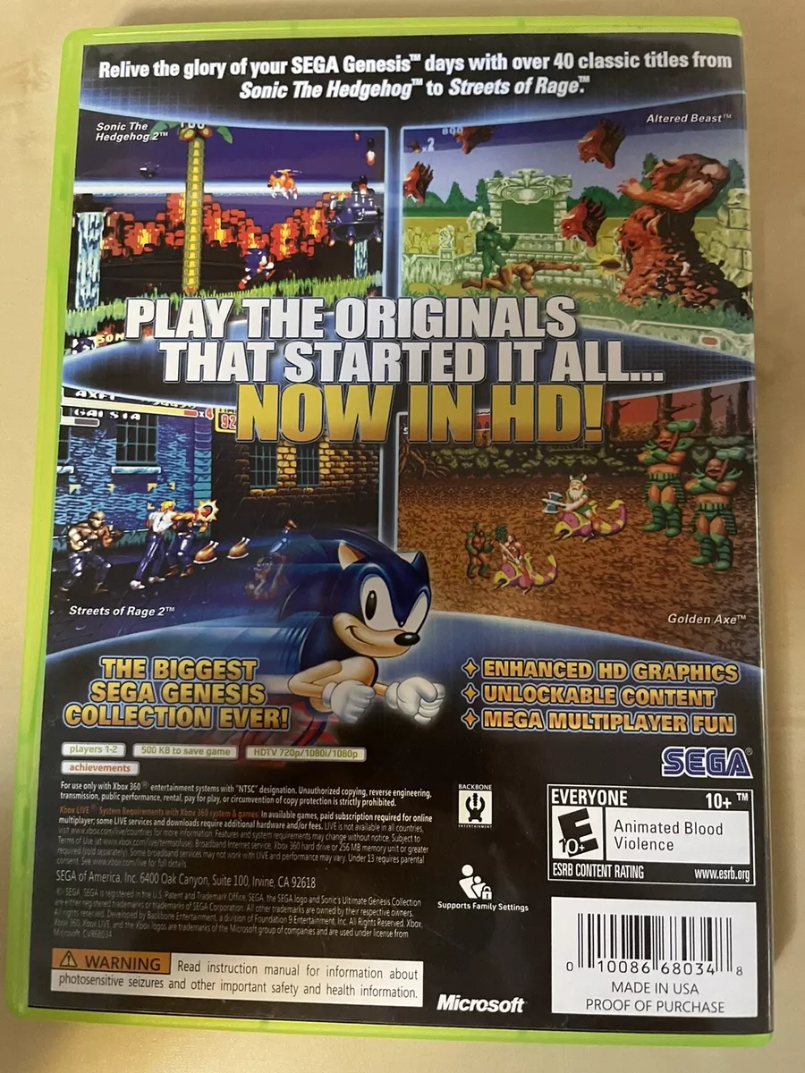XBOX 360 GAME SONIC ULTIMATE GENESIS COLLECTION NEW 10086680348