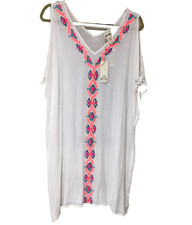 Sand & Spirit Womens Dress Cover Up L Gauze NWT Embroider Fairy Aztec Southwest