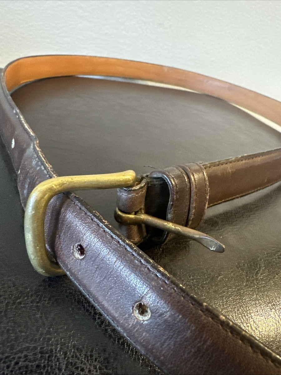 Vintage Coach Dark Brown Leather Belt 38 Brass Buckle Made  display picture 3