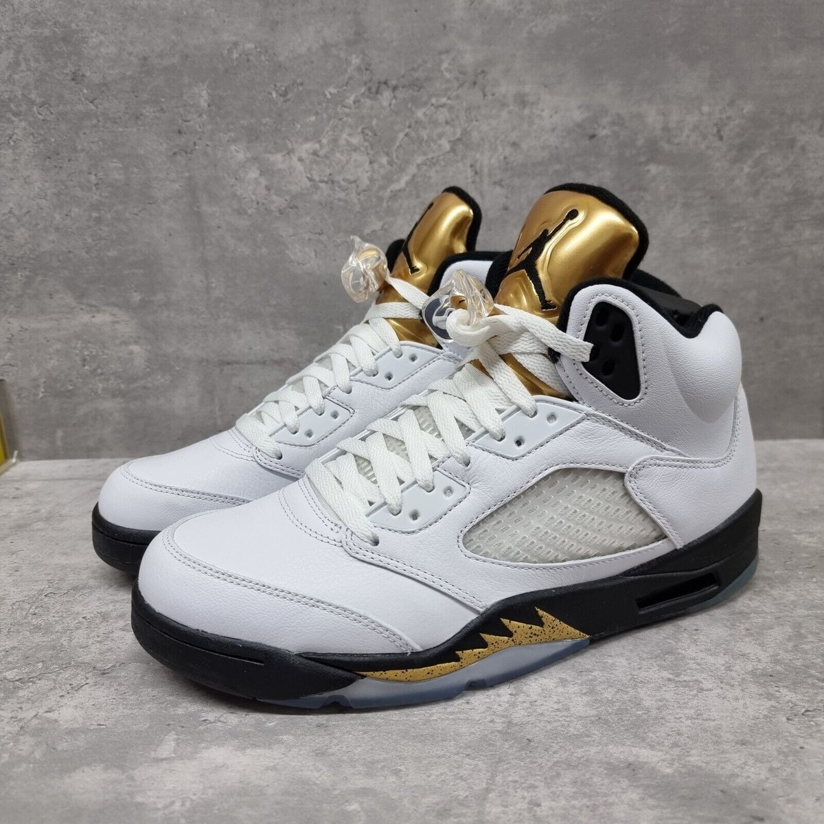 jordan retro 5 white and gold