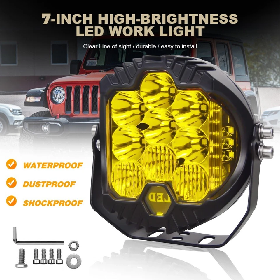 2 PIEZAS 7 pulgadas LED Luz de Trabajo Coche Vainas Punto Inundación Combo Lámpara Antiniebla Conducción Offroad Foto 4 de 4