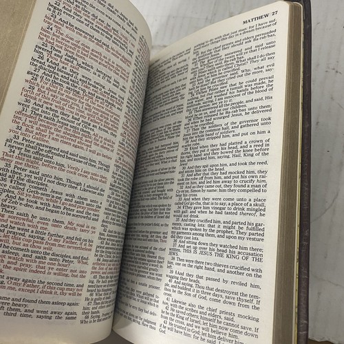 Heilige Bibel 1977 KJV Wörterbuch Konkordanz braun Leder roter Buchstabe Nelson wie besehen - Bild 10 von 11