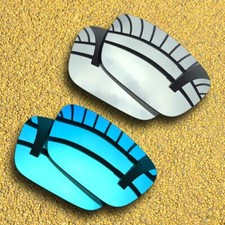 2 Pairs Lenses Replacement for-SPY Optic Dirk Polarized-Silver Mirror Ice Blue