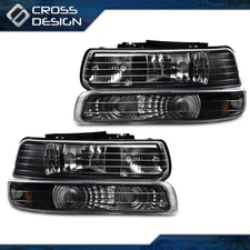 Chrome Corner Headlights + Signal Bumper Lamp Fit For 1999-2002 Chevy Silverado