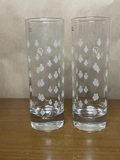 Pair Of 2Courvoisier CV White Thin Tall Bar Drinking Glasses Tumbler 10z France 