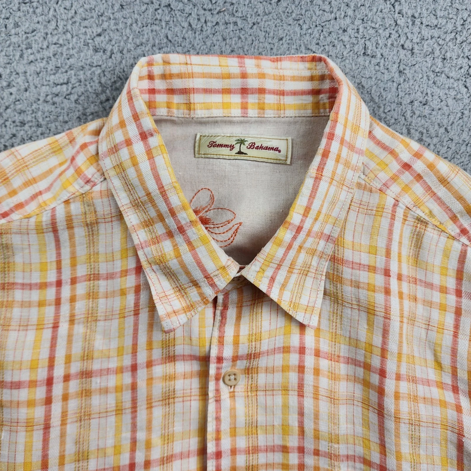 Tommy Bahama Linen Shirt Mens XL Yellow Resort Button Light Beach Casual Summer
