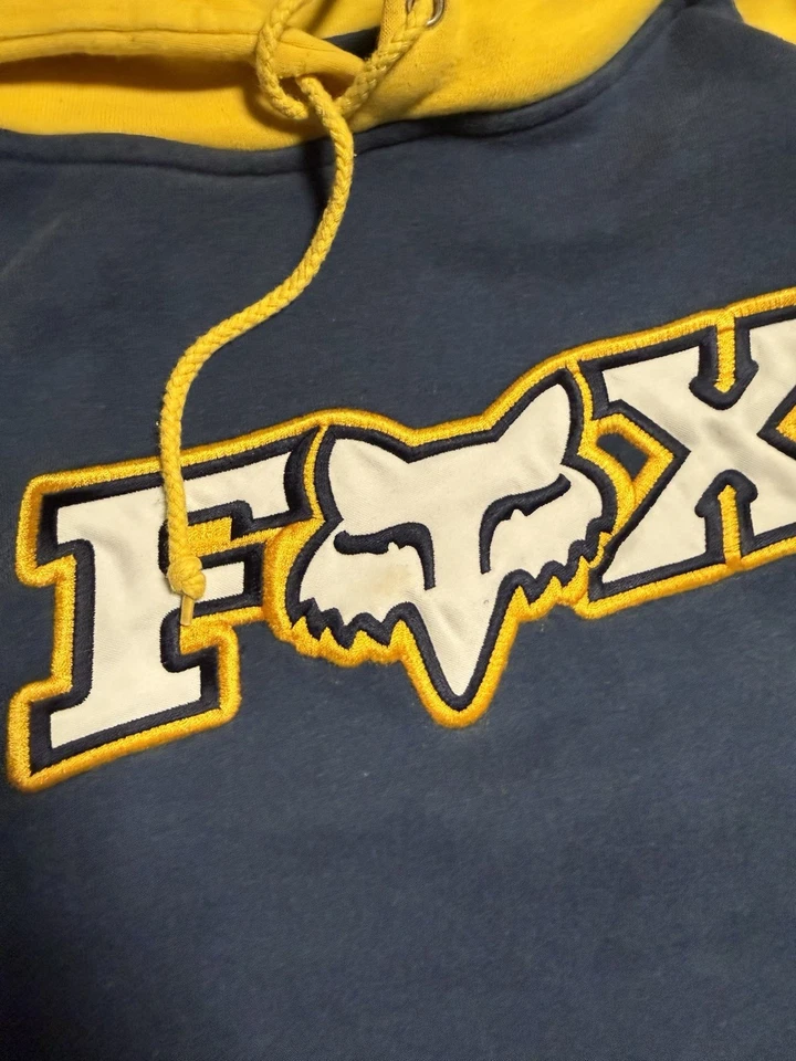 Moletom com capuz vintage Y2K Fox Racing dois tons peso pesado tamanho G - Imagem 2 de 4