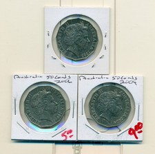 Show Inv - 3 AU-UNC 50 CENT COINS from AUSTRALIA (2004, 2005 & 2006)