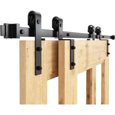 Schiebetür Komplettset Bypass Schwarz Schiebetüren Rollen System Holz Tür 183cm