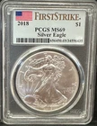 2016 $1 American Silver Eagle MS69 PCGS First Strike