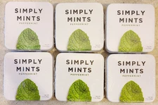 Simply Mints Peppermint Non-GMO 6 x 1.1 oz tins 180 count * SEALED Exp. 03/2026+