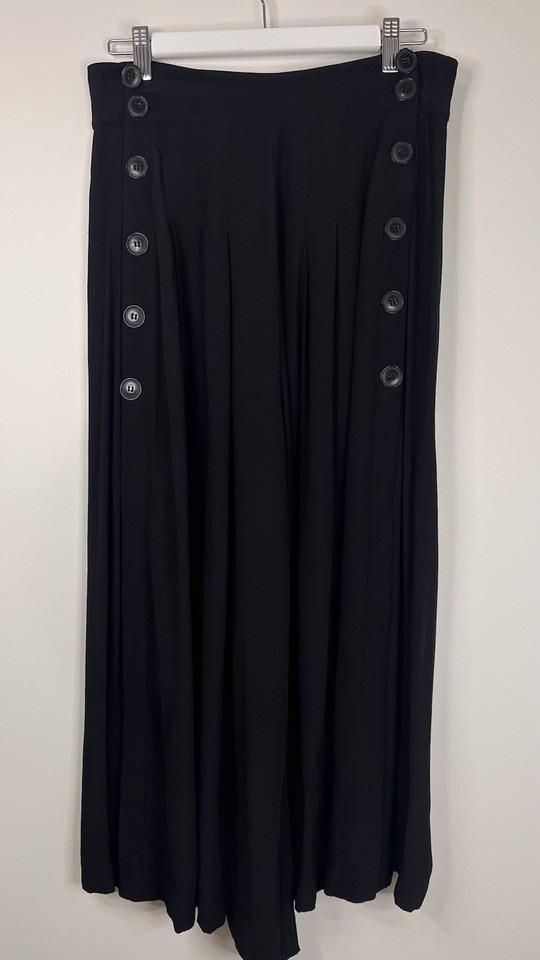 Alice McCall Light Years Pants Size AU10 US6 Black Flare Leg High Waisted Button