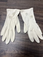 VINTAGE crocheted short dress gloves ivory small/medium in nice condition