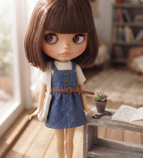 Neo Blythe ICY Doll Brown Bob Hair 1/6 With Bangs Tan Skin Matte Face 12"