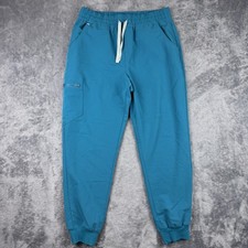 Figs Zamora Jogger Pants Womens L High Waisted Blue Scrub Cargo Pocket Technical