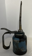 Vintage Eagle Thumb Pump Oil Can 9" Steel 8 oz Hand Oiler Industrial Tool
