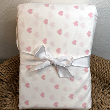POTTERY BARN KIDS ORGANIC HEART SHEET SET FULL PALE PINK COTTON PERCALE SOFT