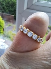 Round Cut Lab Created Diamond 14k Yellow Gold FN half Eternity Engagement Band
