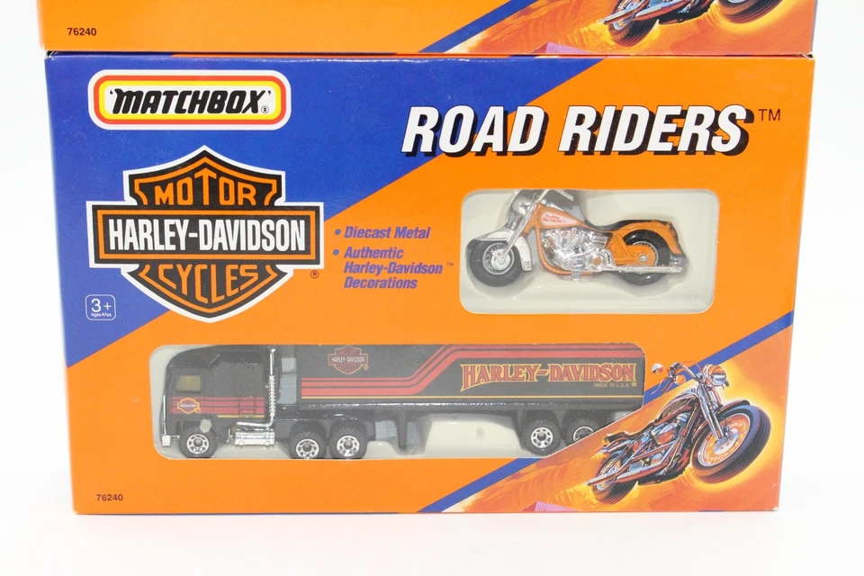 Matchbox Road Riders Set Harley Davidson Diecast Toy Motorcycle & Truck Lot of 2 - Image 3 of 4
