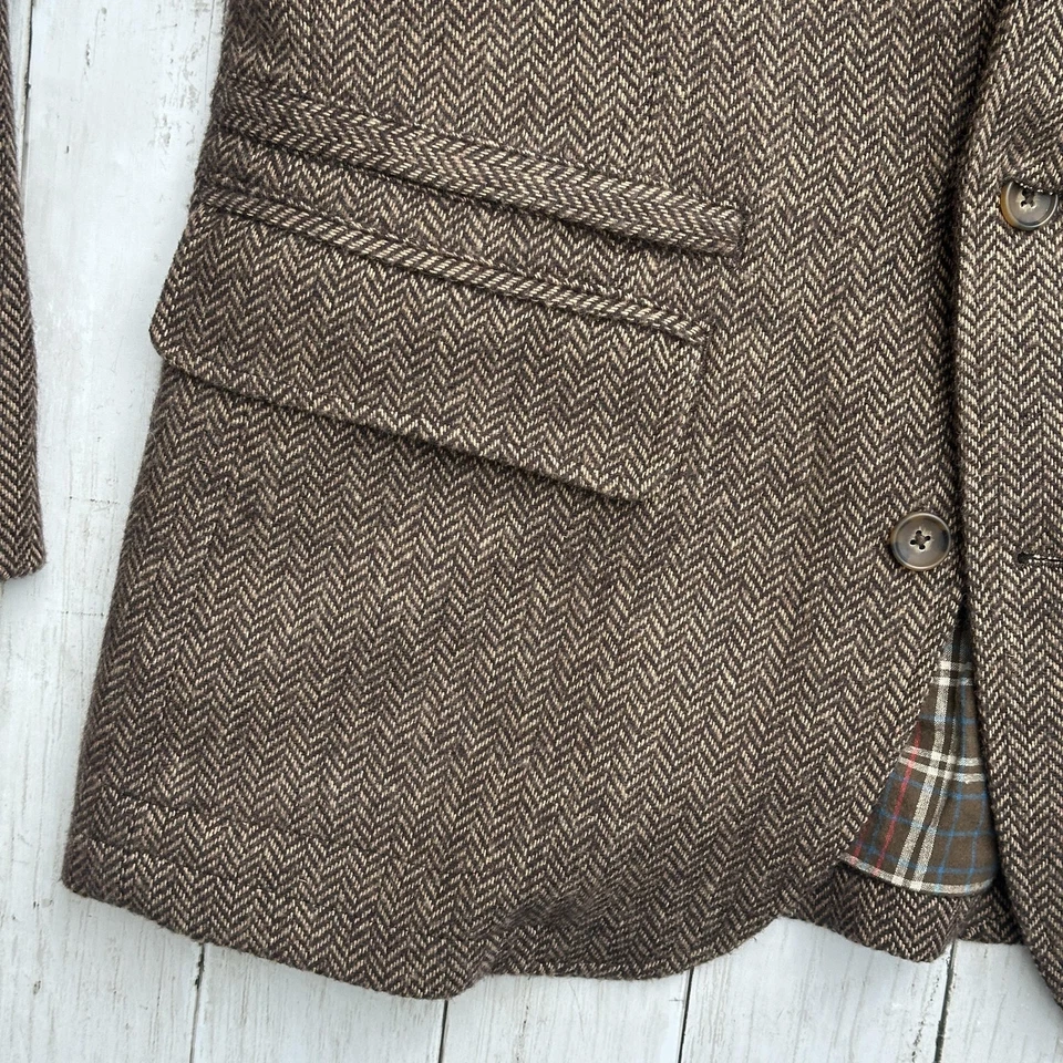 Blazer The Territory Ahead Para Hombres Grande Marrón Espiga Tweed Chaqueta Forrada a Cuadros Foto 3 de 4