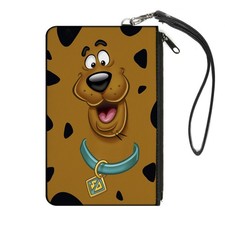 Canvas Zipper Wallet LARGE Scooby Doo Smiling Face/Spots Brown/Black