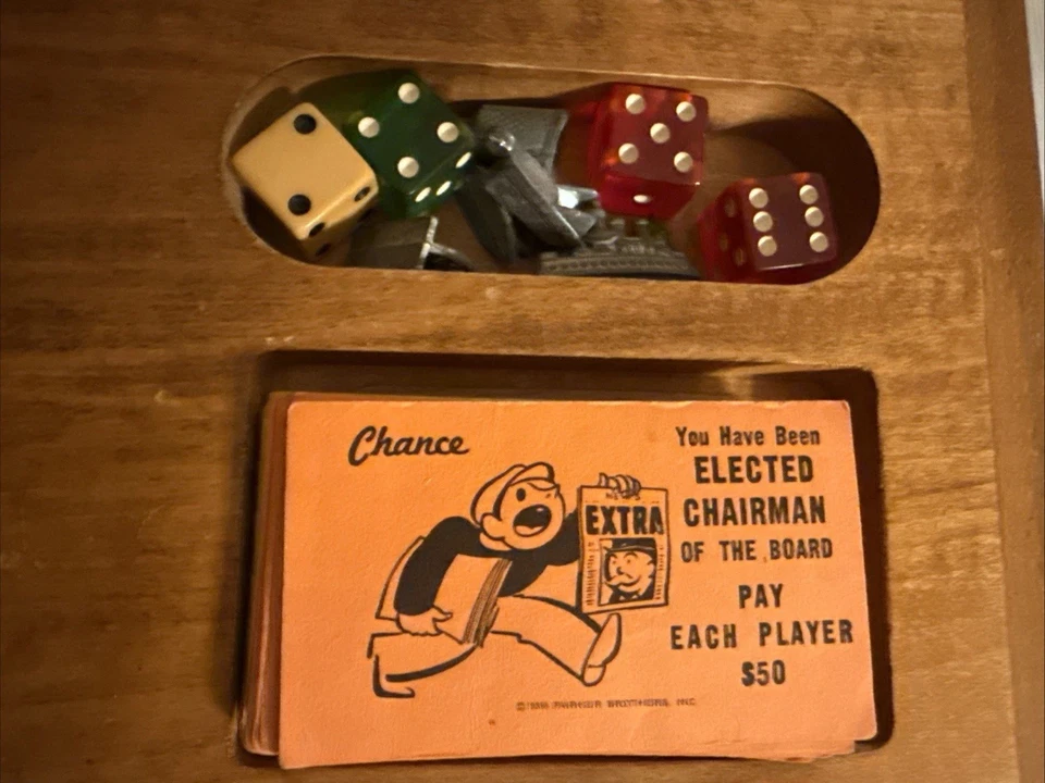 Vintage Monopoly Board Game by Parker Brothers Inc in Wooden Case 1935 1946 - Image 4 of 4