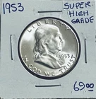 1953 Franklin Half Dollar Brilliant Uncirculated Key Coin Lowest Minted Franklin