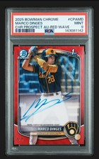 2025 Bowman Chrome Marco Dinges Red Wave Auto  /5 PSA 9 POP 1
