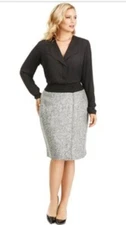 NEW Mynt 1792 Black/white Boule Asym Wrap Skirt SZ 22W $178 Lane Bryant