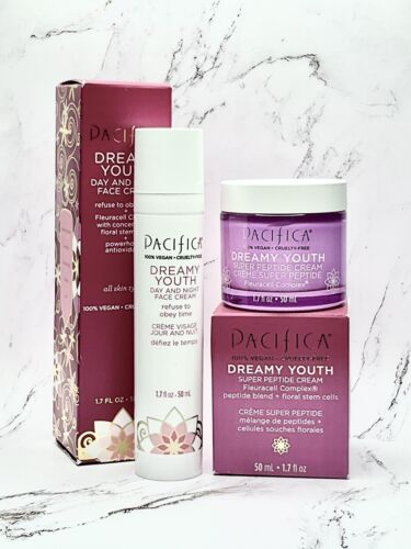 NIB SET ~ Pacifica Dreamy Youth Super Peptide + Day & Night Face Cream FULL SIZE - Picture 1 of 17