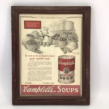 Vintage Framed Campbell’s Soups Advertising Many A Meal Is Made On Soup 1924