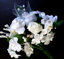 Vintage Millinery Silk Flowers Roses White Cream