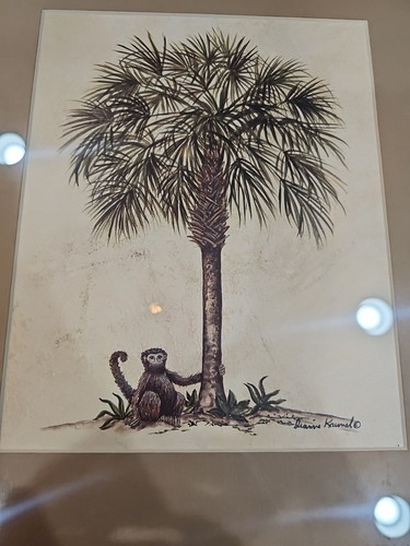 Monkey and Palm Tree Framed & Matted Print by Dianne Krumel - Picture 3 of 3
