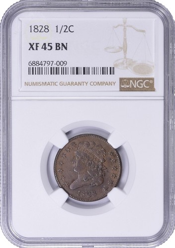 1828 C-1 NGC AU 58 Classic Head Half Cent Coin 1/2c | eBay