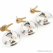 (3) Stainless Steel Armor Disc Padlocks Trailer / Self Storage Keyed Different