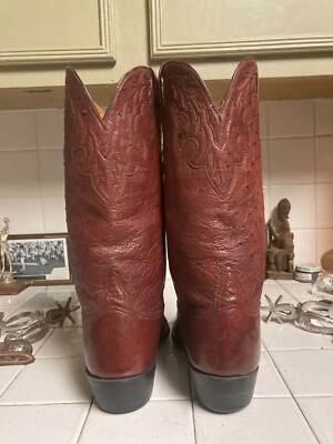 LUCCHESE WINE OSTRICH BOOTS RARE CUSTOM SPECIAL EDITION 