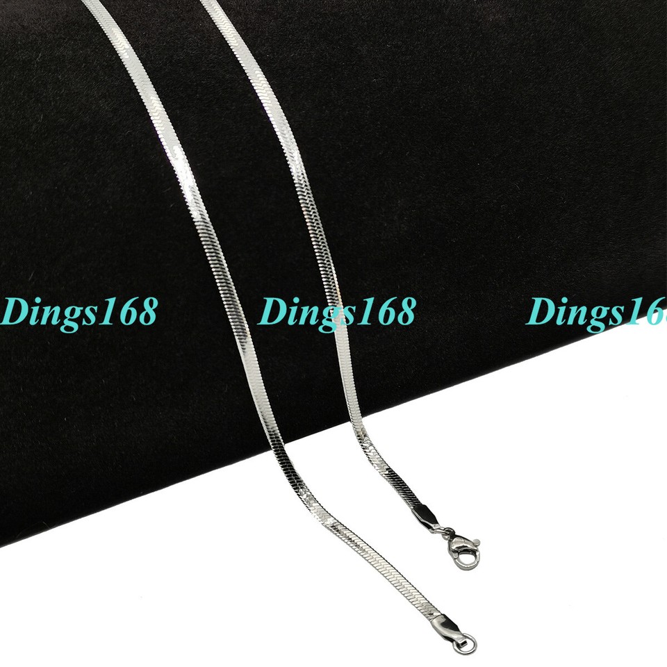 Designer Inspired White Gold Filled 24inch 5 mm Smooth Flat Snake Chain