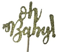 Cupcake Toppers Oh Baby Gold X30 Baby Shower Gender Reveal Cake Food