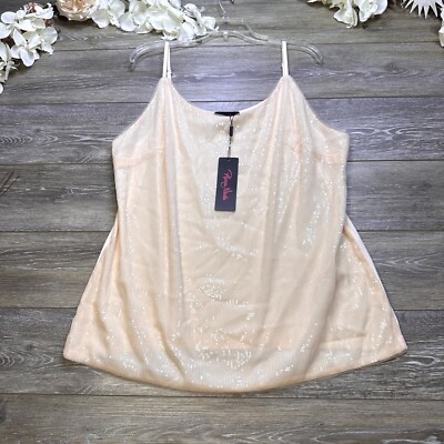 Hanna Nikole Tank Top Pink Women's Plus Size 22W Sequin Glitter Shimmer Sparkle
