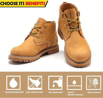 Men's Soft Toe Nubuck Leather PU Sole, Goodyear Welt Wheat Work