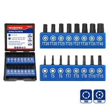 16 Pieces Security Torx Bit Set, S2 Steel Star Bit Set with Magnetic Tips
