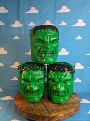 Incredible Hulk 2003 Marvel Blow Mold Halloween Candy Green Treat Bucket Pail X3