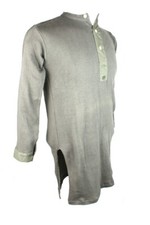 Genuine WWII Era Swedish Waffle Shirt Nightshirt 40's Scandi Vintage Grey Cotton