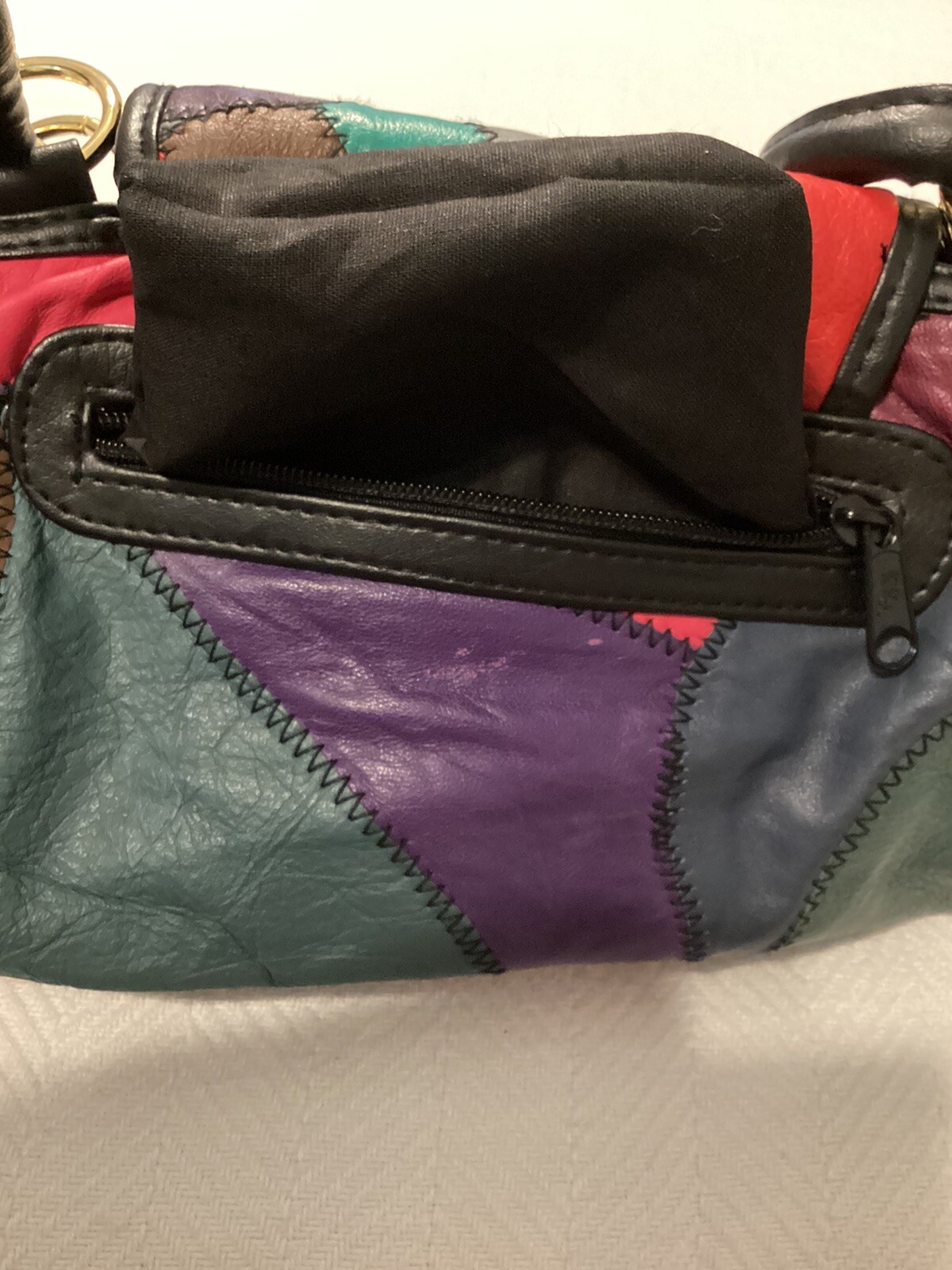 Large Patchwork Leather Vintage Handbag Grunge Pu… - image 18