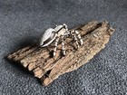Handmade Hand-painted 3" White & Brown Jumping Spider Arachnid Replica w/Eyes — photo 2
